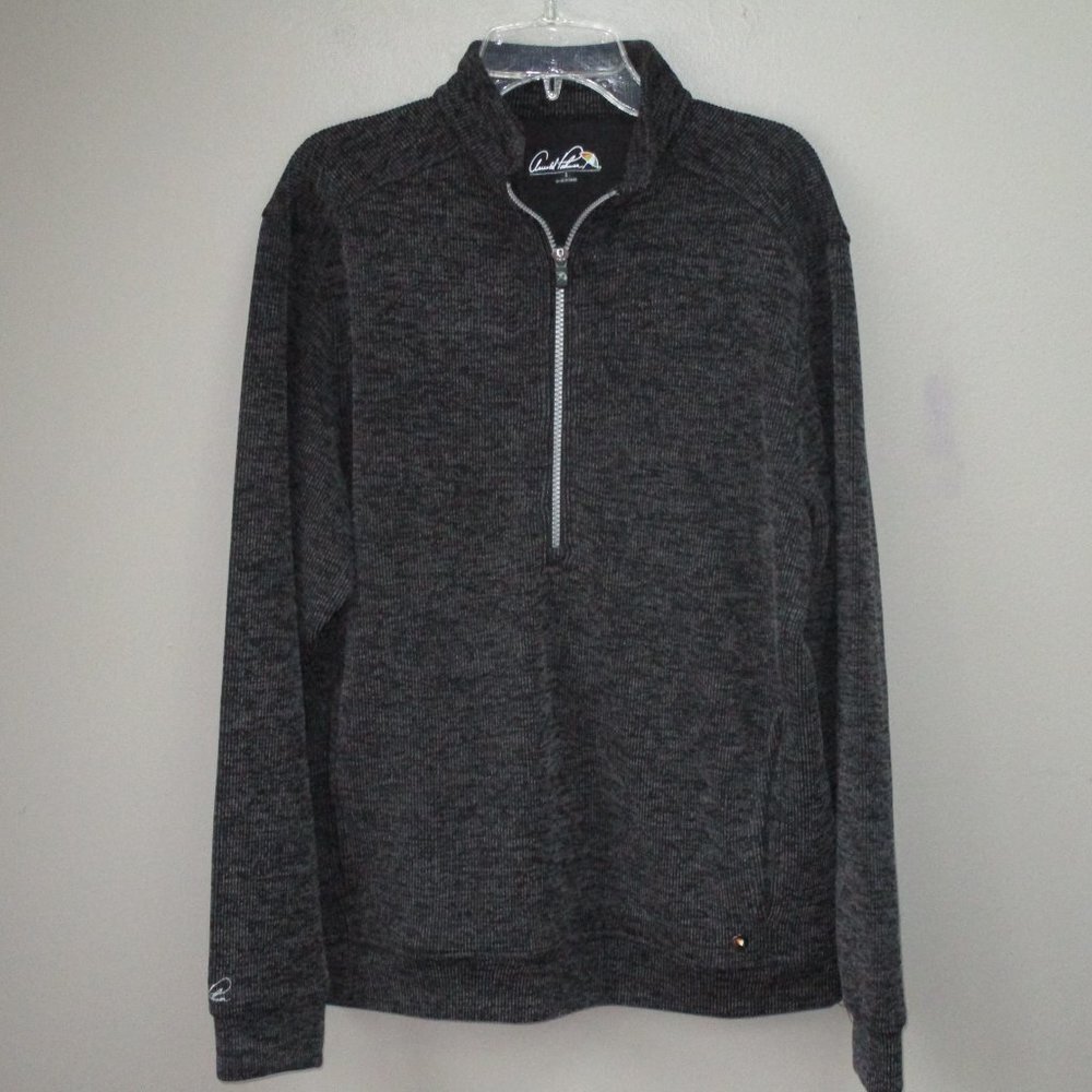 Mens Arnold Palmer Quarter Zip Sweater Gray Umbrella Logo